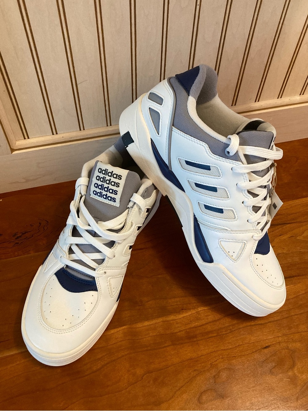 Adidas White, Navy, Gray Low-Top Sneakers